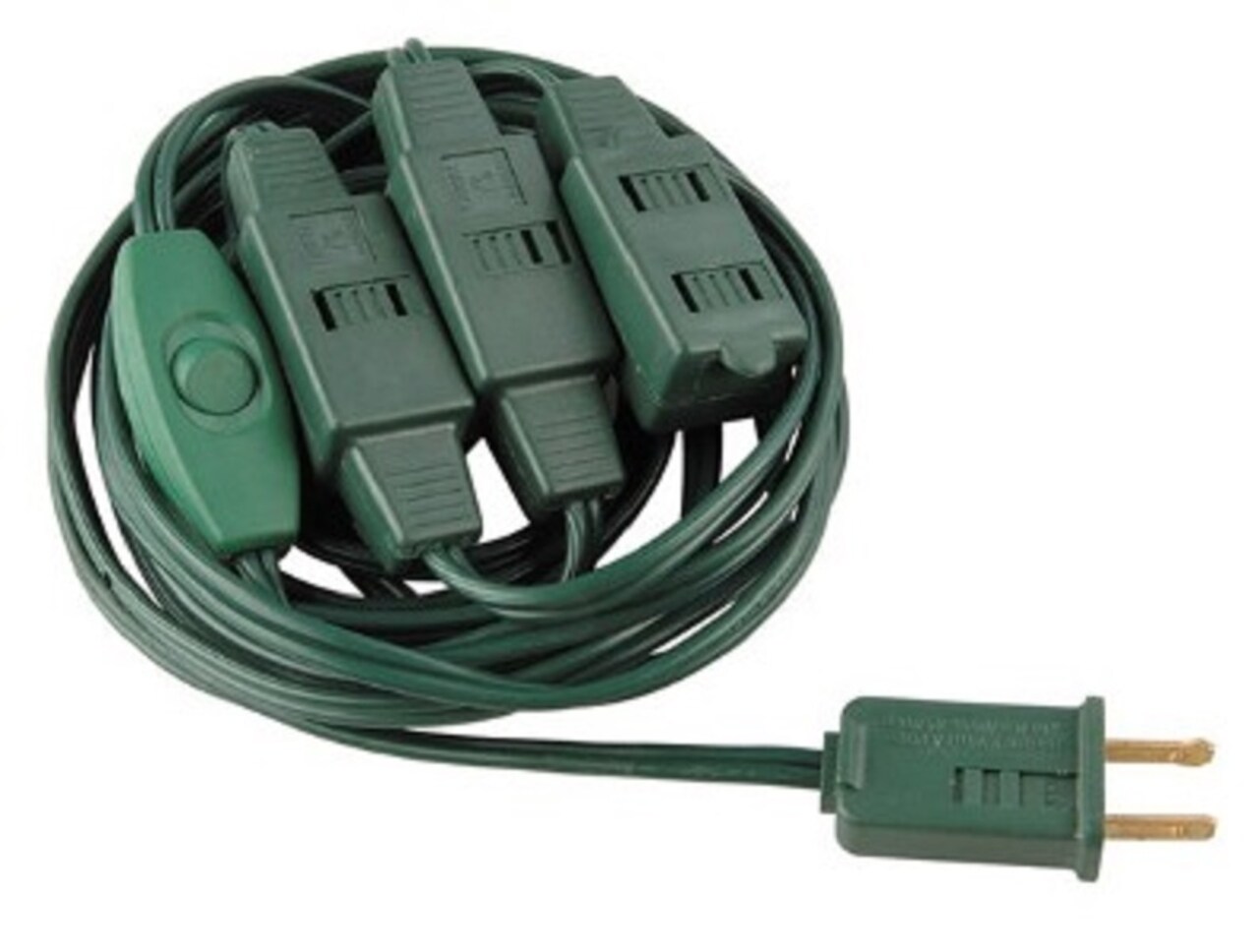 Northlight Indoor Polarized Extension Power Cord with 9-Outlets - 12' - Green